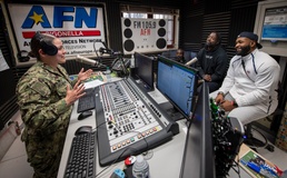 AFN Sigonella 105.9 hosts former NFL players during the Armed Forces Entertainment tour to NAS Sigonella