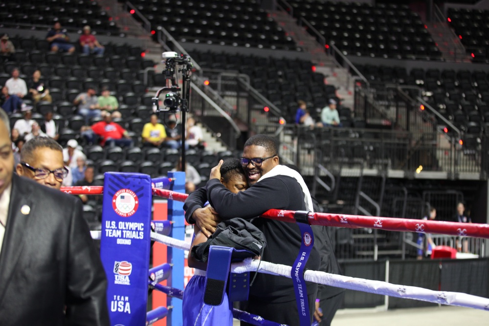 Sgt. Lisa Greer of the U.S. Army World Class Athlete Program competes in the 2024 U.S. Olympic Trials for Boxing