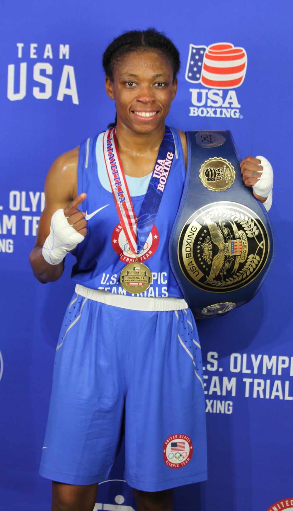 Sgt. Lisa Greer of the U.S. Army World Class Athlete Program competes in the 2024 U.S. Olympic Trials for Boxing