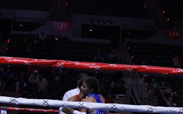 PV2 Sierra Martinez of the U.S. Army World Class Athlete Program competes in the U.S. Olympic Trials for Boxing