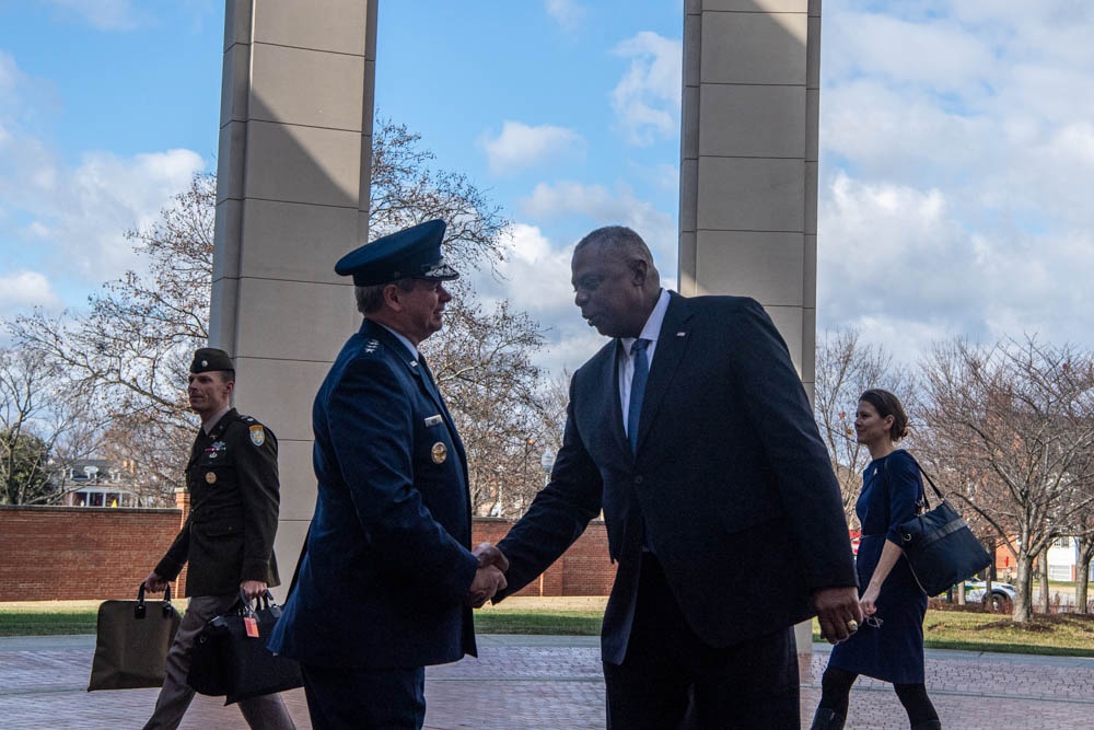 Secretary Austin introduces Ukrainian President Volodymyr Zelenskyy at National Defense University