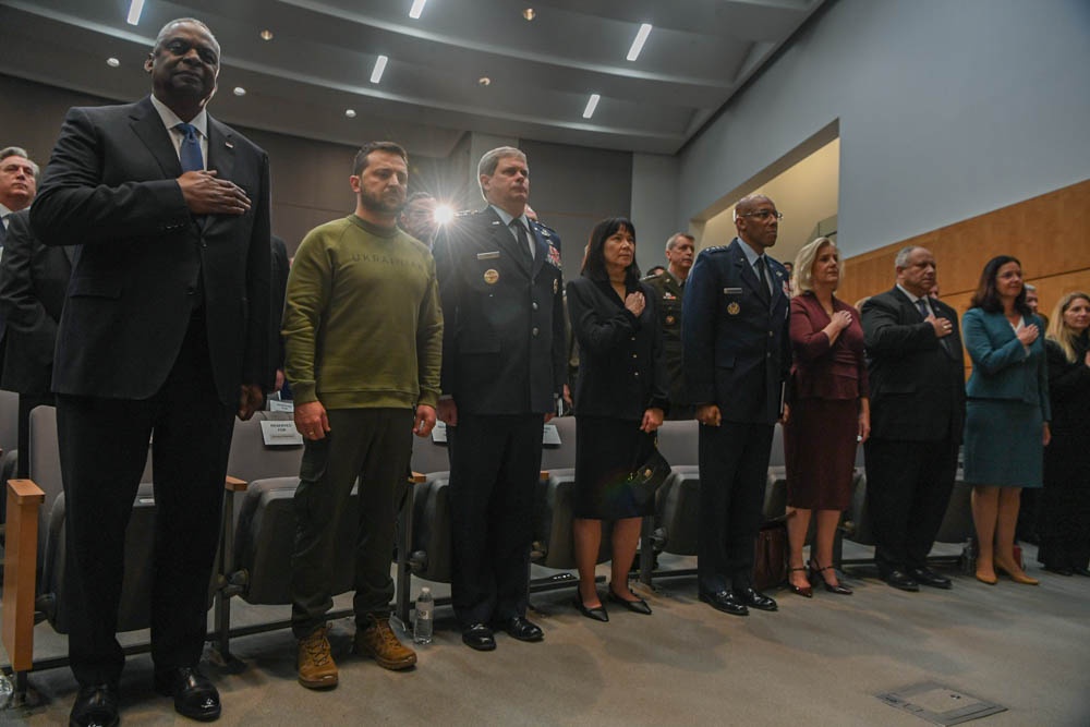 Secretary Austin introduces Ukrainian President Volodymyr Zelenskyy at National Defense University