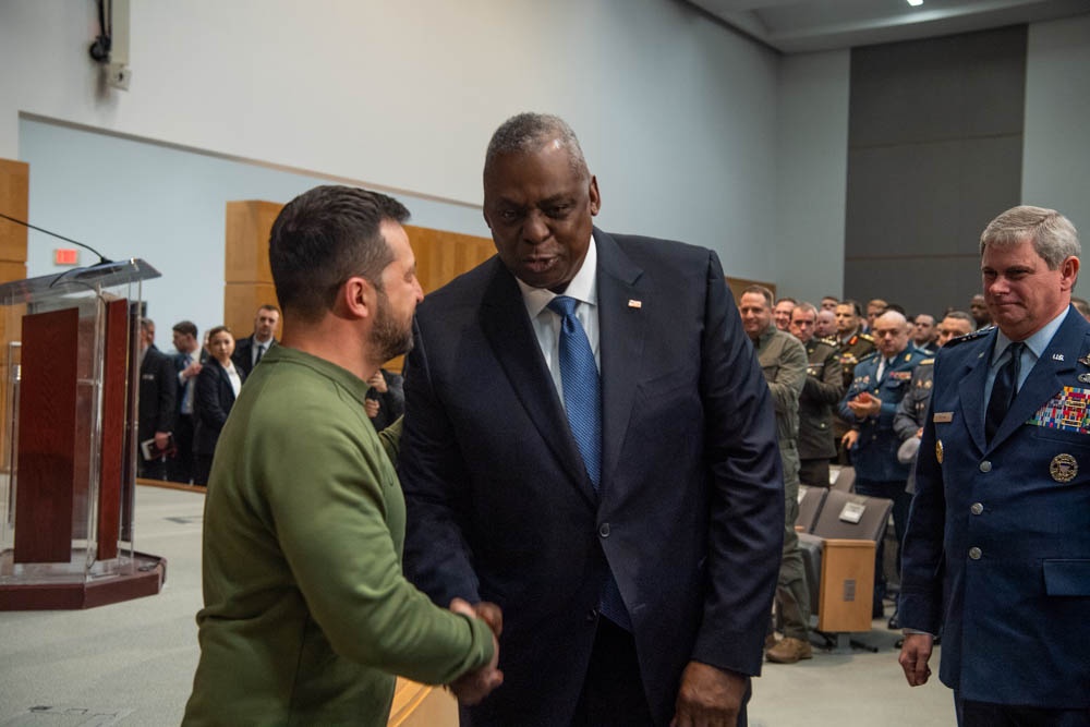 Secretary Austin introduces Ukrainian President Volodymyr Zelenskyy at National Defense University