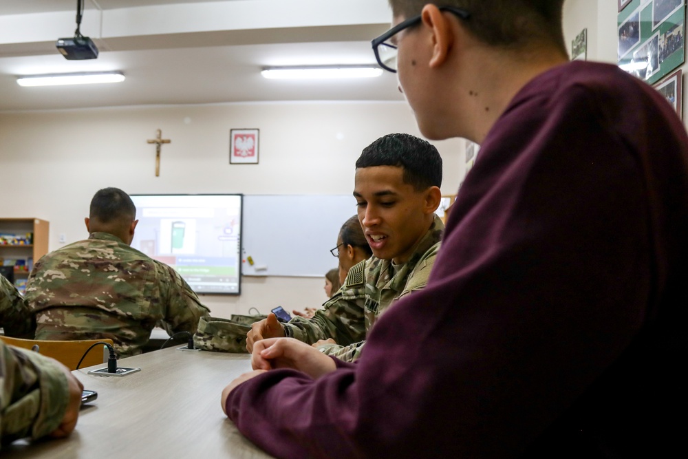 Sustainment Soldiers Visit Powidz School for Holiday Party