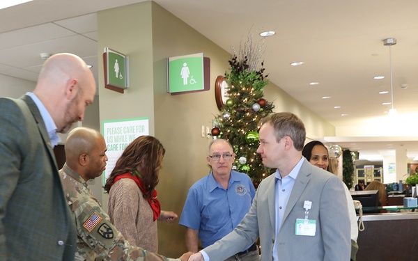 Army Reserve Soldiers participate in a toy drive for children at local hospital pediatric unit