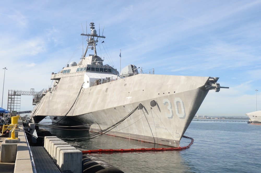 USS Canberra (LCS 30) Pier Side at Naval Base San Diego