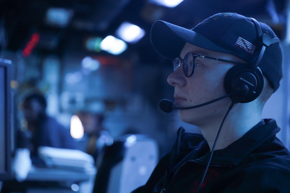 USS Ramage Sailor Stands Watch