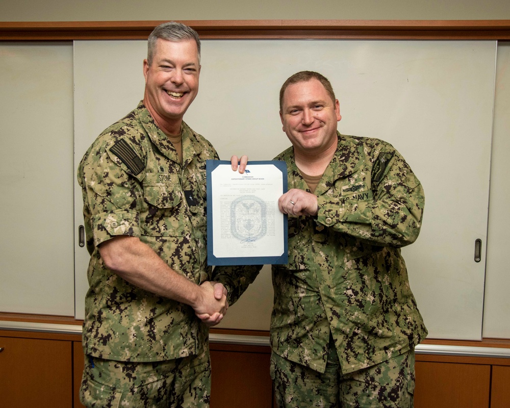 Rear Adm. Stone Visits ESG7 Sasebo Office