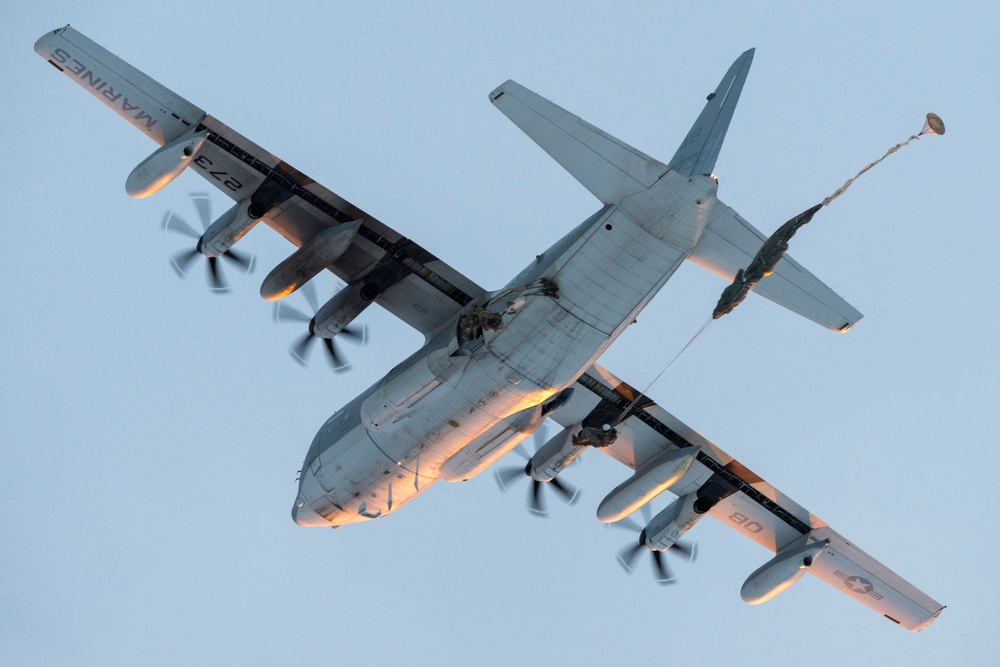 Army paratroopers and Marine Corps aviators conduct joint airborne training at JBER