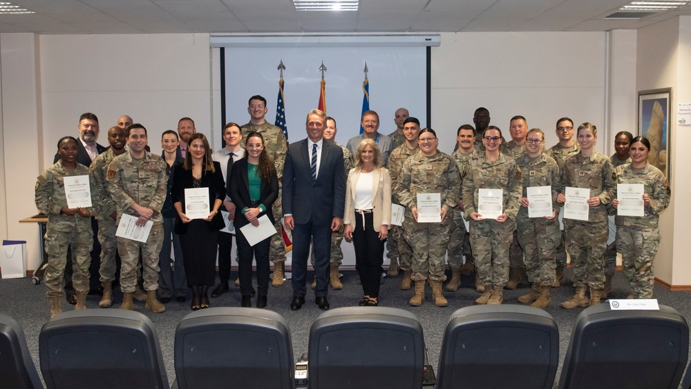 Ambassador Jeffry L. Flake recognizes exceptional Airmen and civilians at Incirlik Air Base