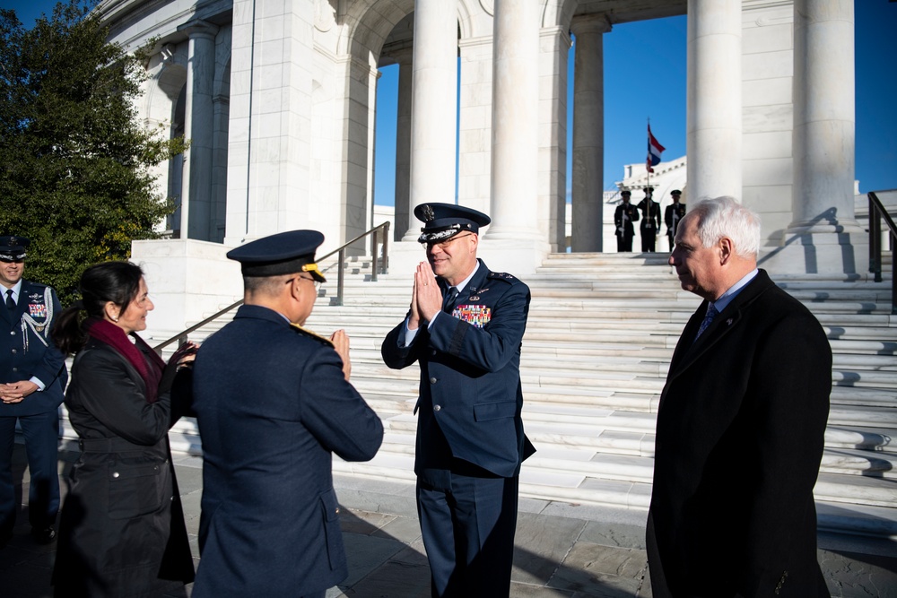 Royal Thai Air Force Commander-in-Chief Air Chief Marshall Punpakdee Pattanakul Participates in an Air Force Full Honors Wreath-Laying Ceremony at the Tomb of the Unknown Soldier