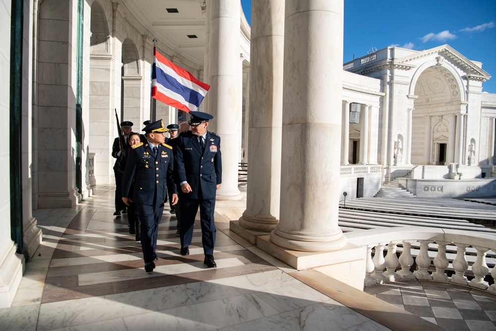 Royal Thai Air Force Commander-in-Chief Air Chief Marshall Punpakdee Pattanakul Participates in an Air Force Full Honors Wreath-Laying Ceremony at the Tomb of the Unknown Soldier