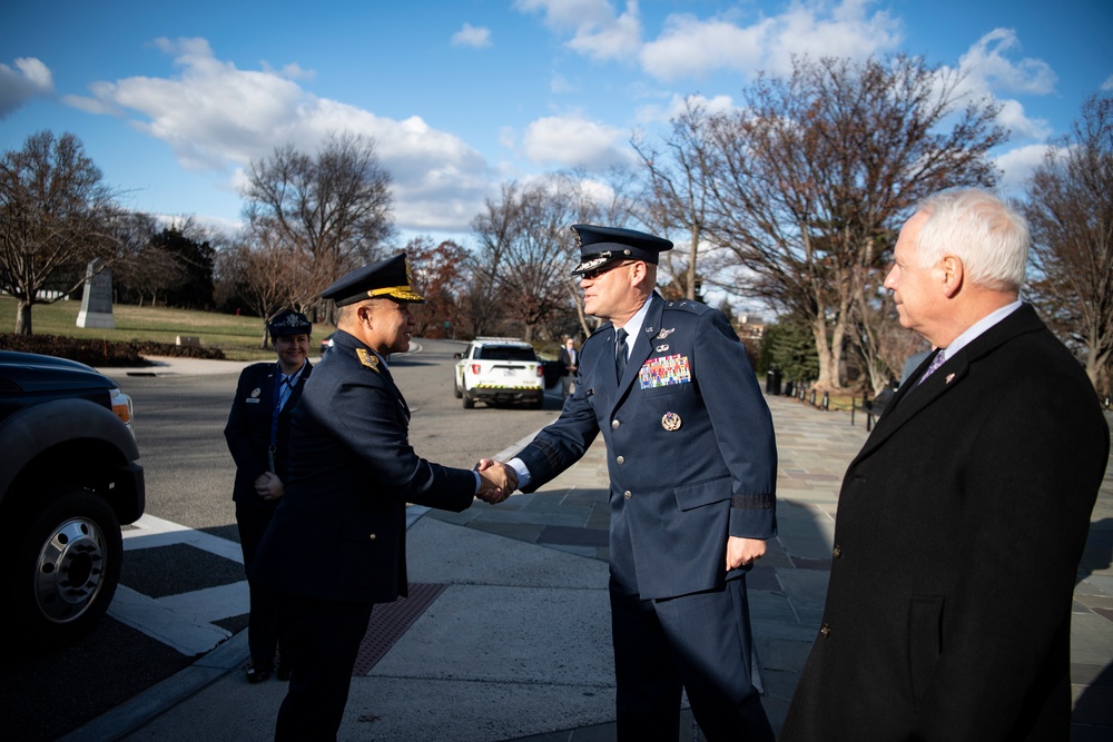 Royal Thai Air Force Commander-in-Chief Air Chief Marshall Punpakdee Pattanakul Participates in an Air Force Full Honors Wreath-Laying Ceremony at the Tomb of the Unknown Soldier