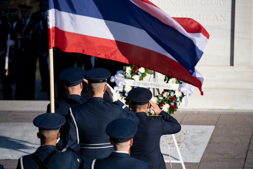 Royal Thai Air Force Commander-in-Chief Air Chief Marshall Punpakdee Pattanakul Participates in an Air Force Full Honors Wreath-Laying Ceremony at the Tomb of the Unknown Soldier