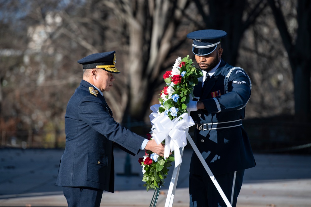 Royal Thai Air Force Commander-in-Chief Air Chief Marshall Punpakdee Pattanakul Participates in an Air Force Full Honors Wreath-Laying Ceremony at the Tomb of the Unknown Soldier