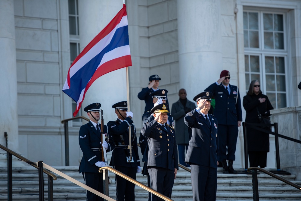 Royal Thai Air Force Commander-in-Chief Air Chief Marshall Punpakdee Pattanakul Participates in an Air Force Full Honors Wreath-Laying Ceremony at the Tomb of the Unknown Soldier