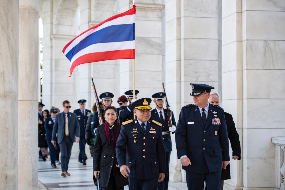 Royal Thai Air Force Commander-in-Chief Air Chief Marshall Punpakdee Pattanakul Participates in an Air Force Full Honors Wreath-Laying Ceremony at the Tomb of the Unknown Soldier