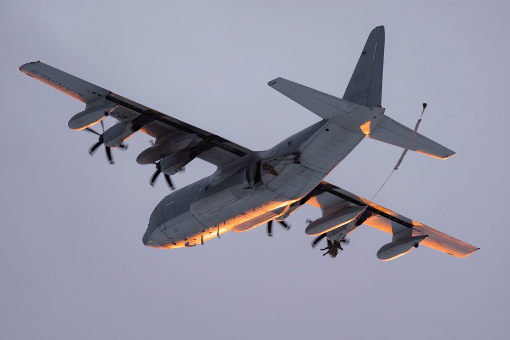 Army paratroopers and Marine Corps aviators conduct joint airborne training at JBER