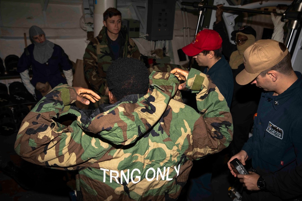USS Normandy Conducts a CBRN Drill