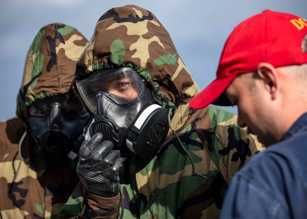 USS Normandy Conducts a CBRN Drill