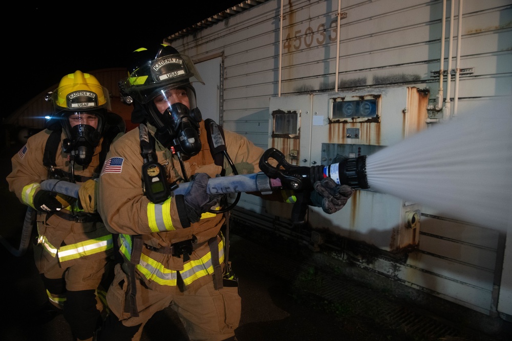 18th CES and Tori station Firefighters take on Kadena “burn house”