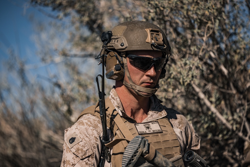 Marines with V3/4 conduct a company assault at Range 230 during Steel Knight 23.2