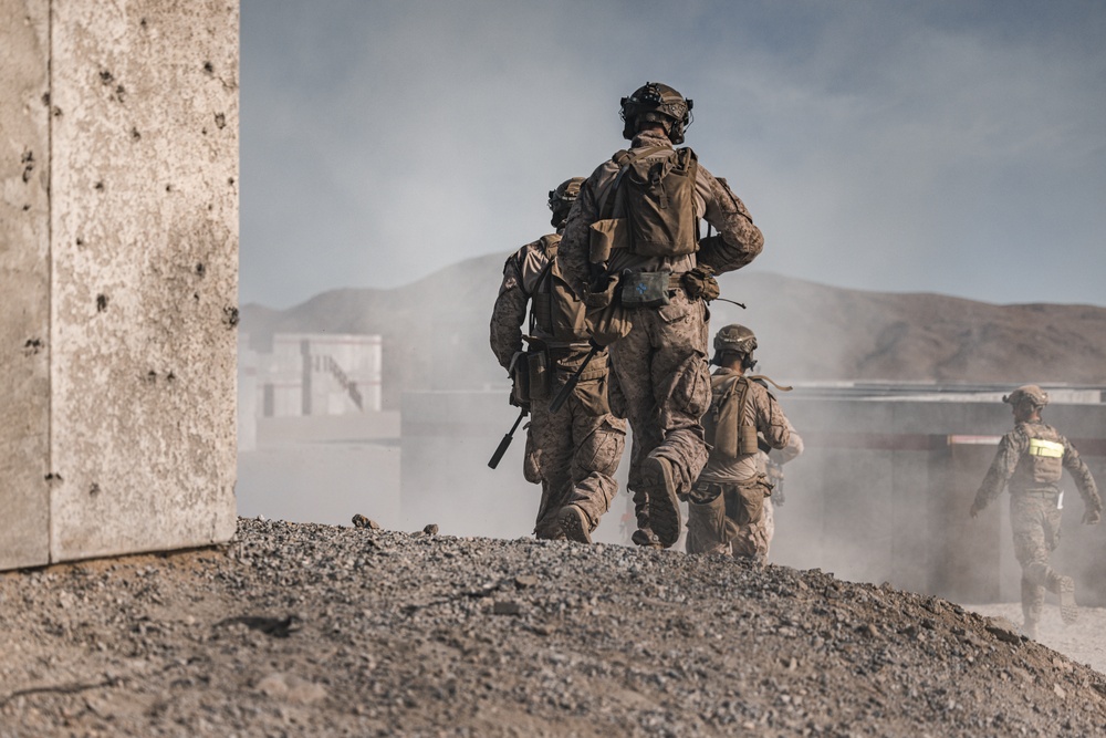 Marines with V3/4 conduct a company assault at Range 230 during Steel Knight 23.2