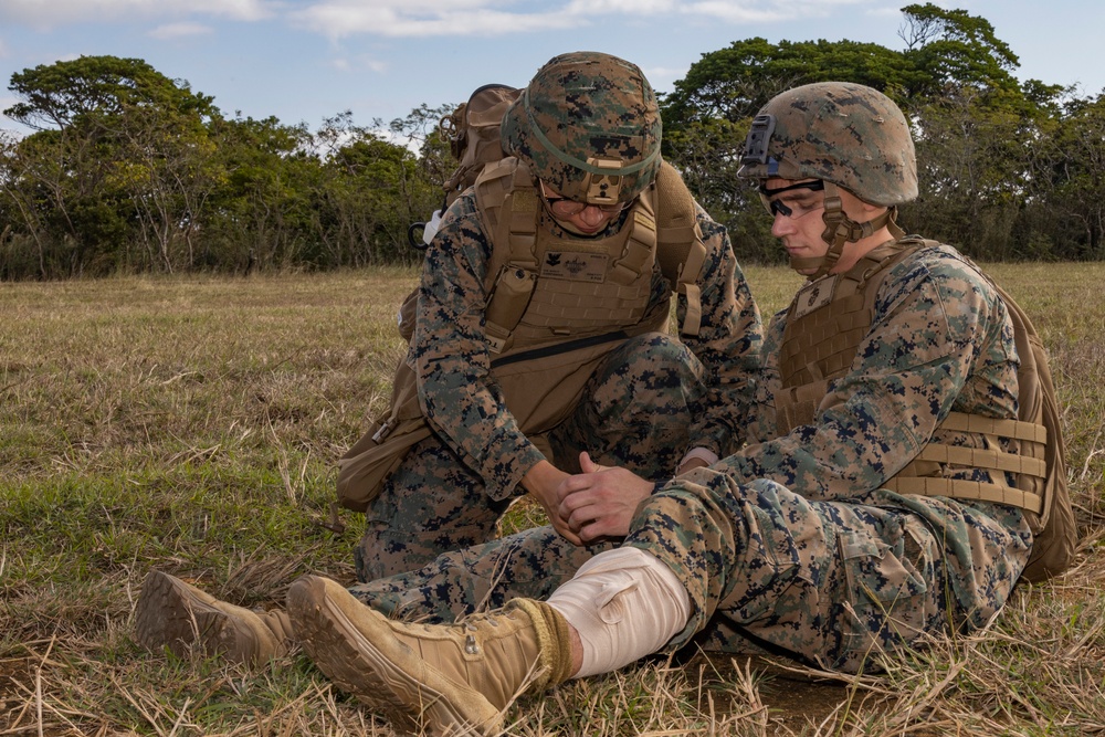 U.S. Marines and Sailors with 31st Marine Expeditionary Unit conduct a Mass Casualty Training Event