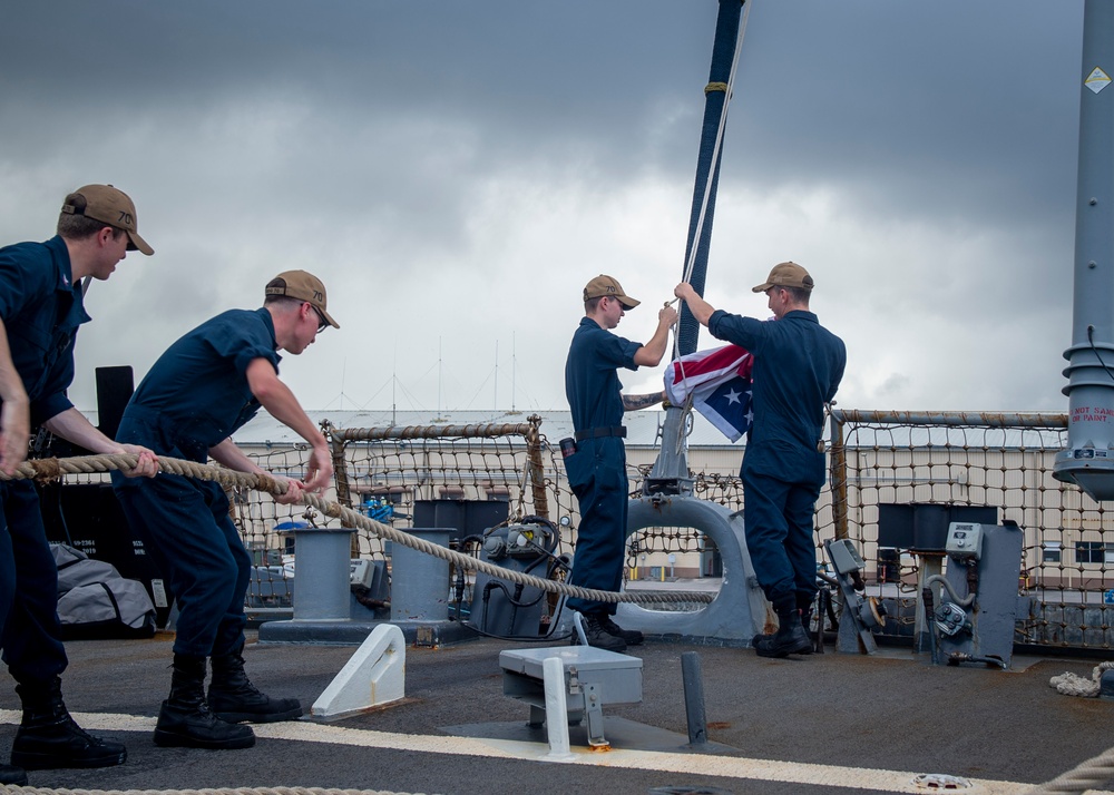 USS Hopper (DDG 70) Morning Colors