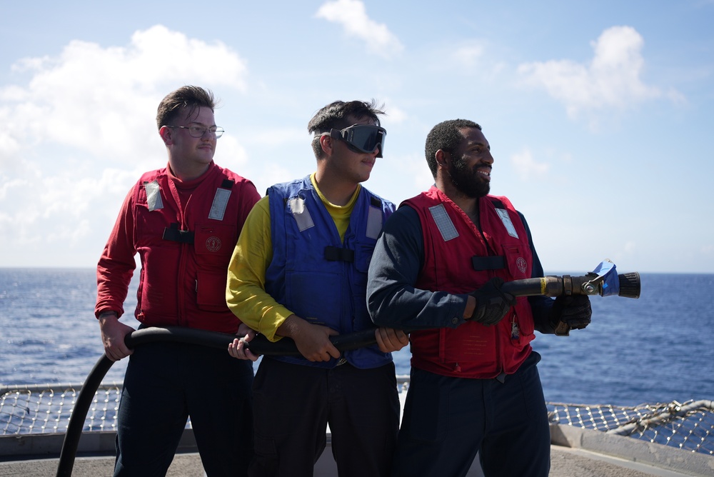 Sailors Conduct Flight Deck Firefighting Drill