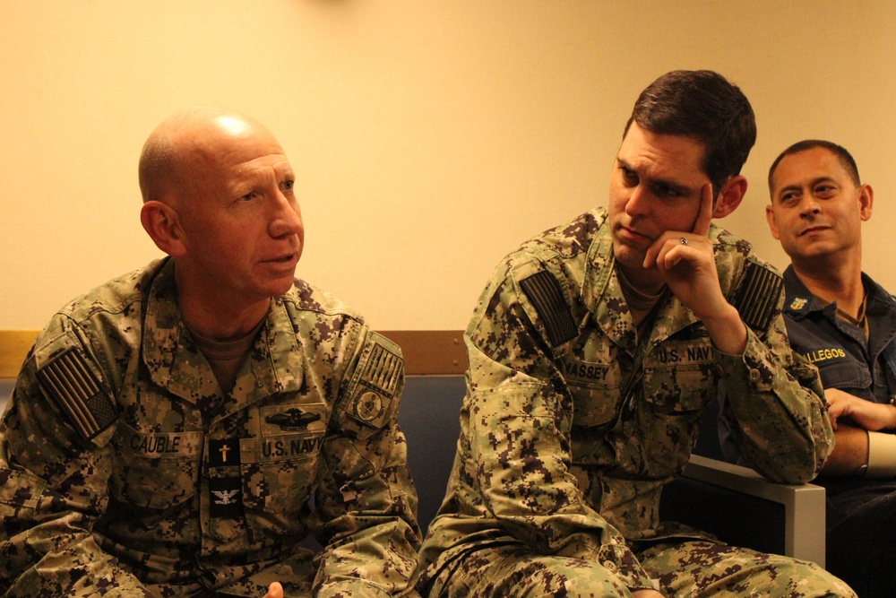 Force Chaplain Visits Commander, Task Force 71/Destroyer Squadron 15 and Waterfront