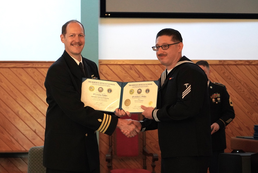 Tri-Service Optician School (TOPS) Class 23010 graduation onboard NWS Yorktown