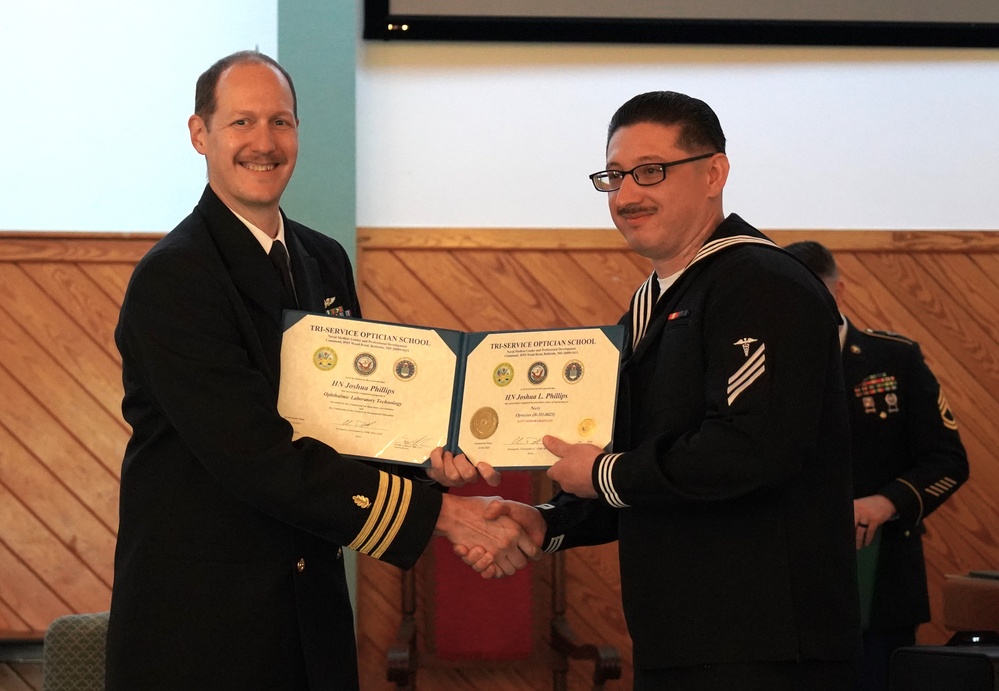 Tri-Service Optician School (TOPS) Class 23010 graduation onboard NWS Yorktown