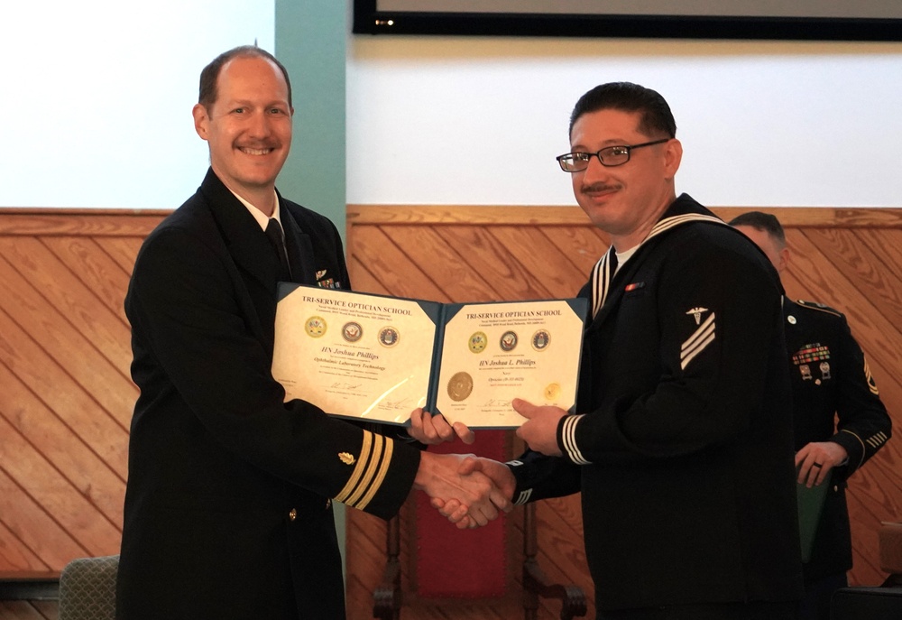 Tri-Service Optician School (TOPS) Class 23010 graduation onboard NWS Yorktown