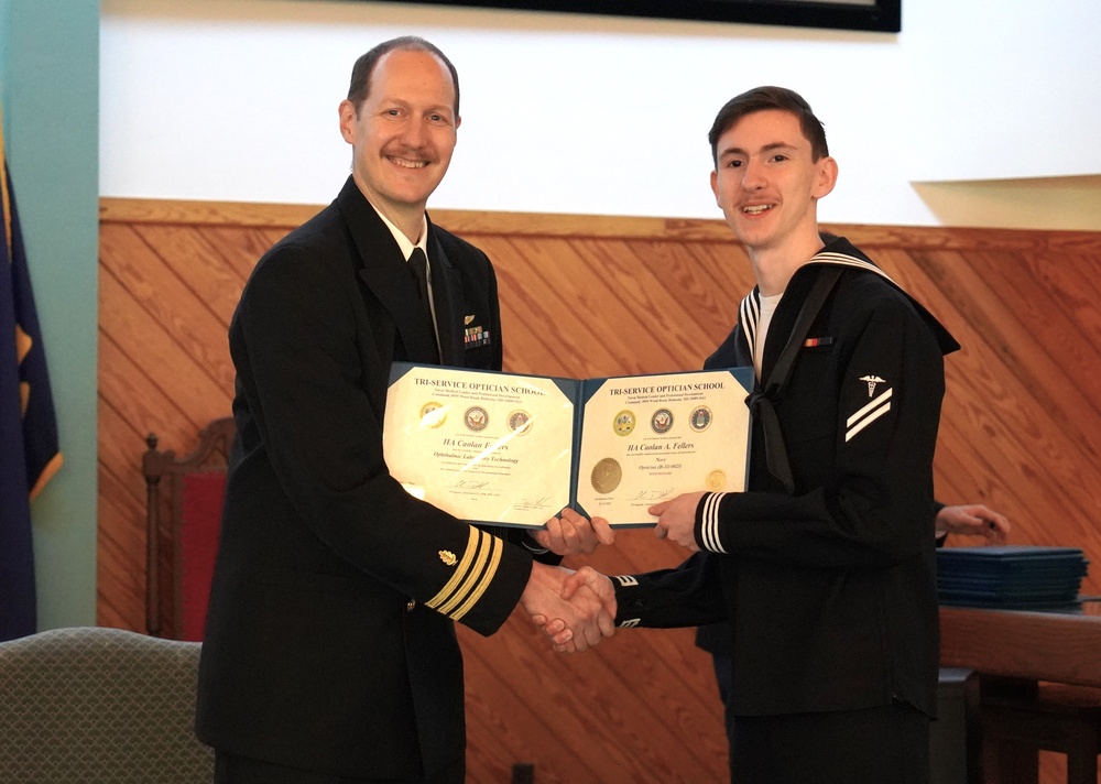 Tri-Service Optician School (TOPS) Class 23010 graduation onboard NWS Yorktown