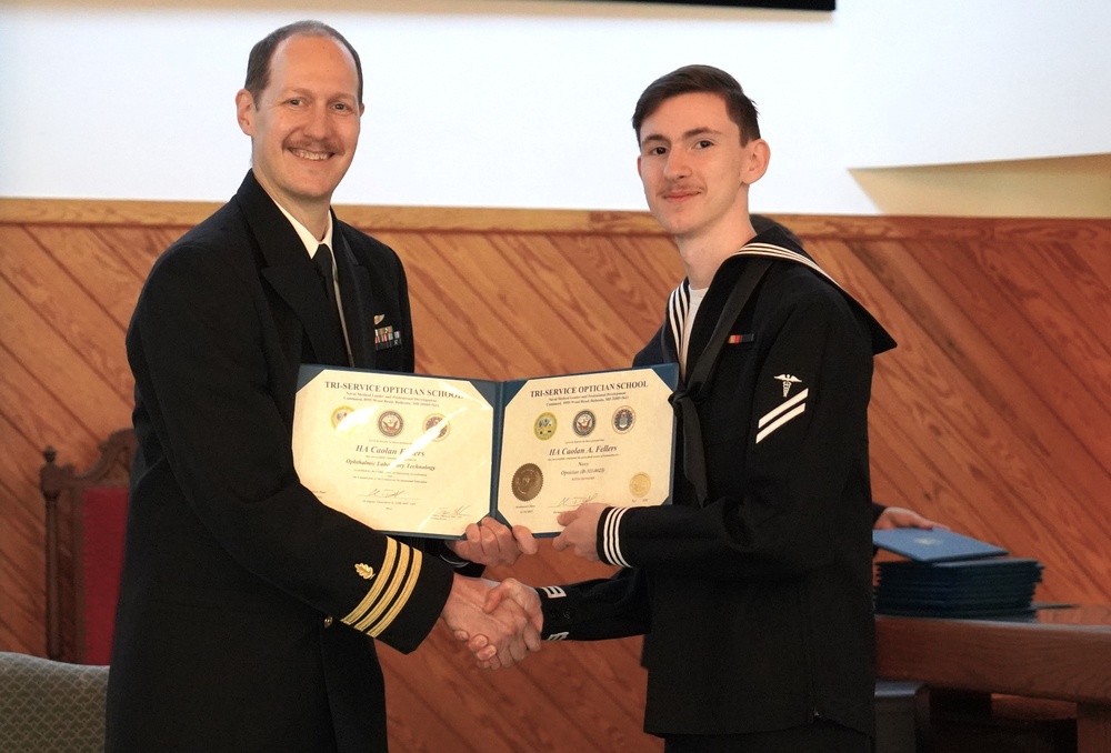 Tri-Service Optician School (TOPS) Class 23010 graduation onboard NWS Yorktown