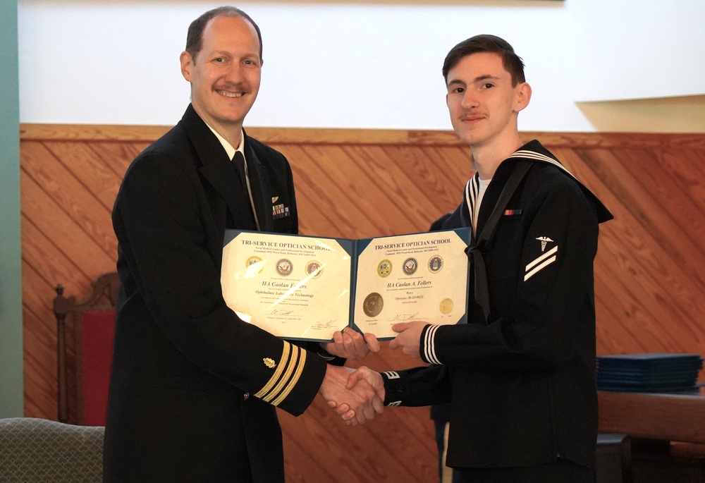 Tri-Service Optician School (TOPS) Class 23010 graduation onboard NWS Yorktown