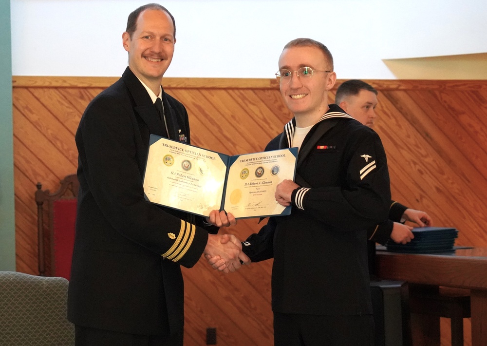 Tri-Service Optician School (TOPS) Class 23010 graduation onboard NWS Yorktown