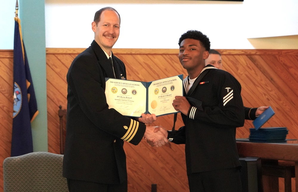 Tri-Service Optician School (TOPS) Class 23010 graduation onboard NWS Yorktown