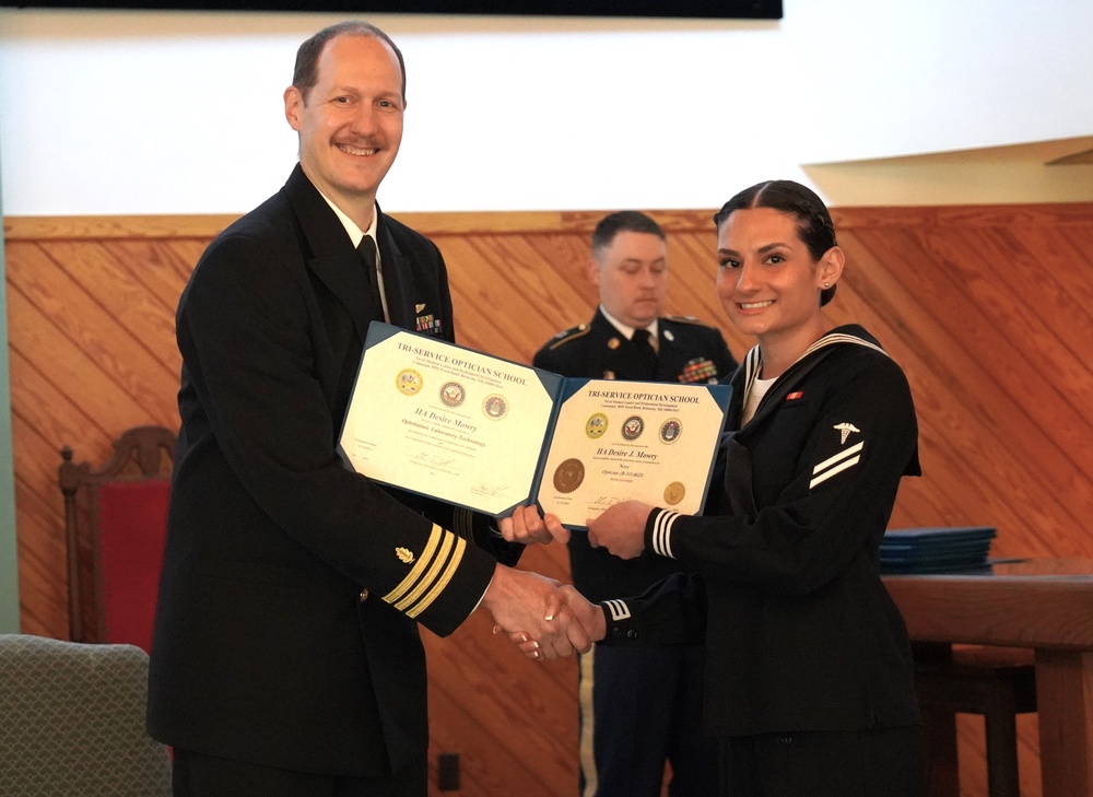 Tri-Service Optician School (TOPS) Class 23010 graduation onboard NWS Yorktown
