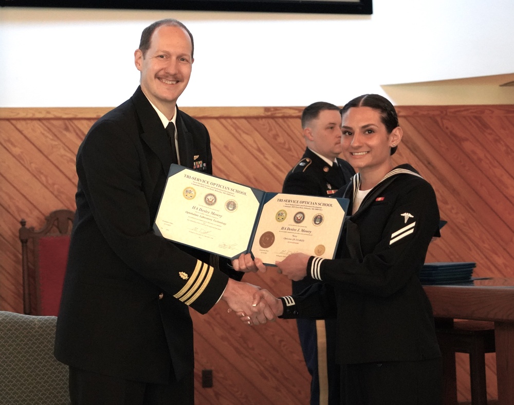Tri-Service Optician School (TOPS) Class 23010 graduation onboard NWS Yorktown