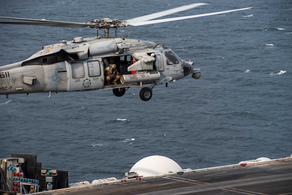 The Eisenhower Carrier Strike Group Transits the Strait of Hormuz