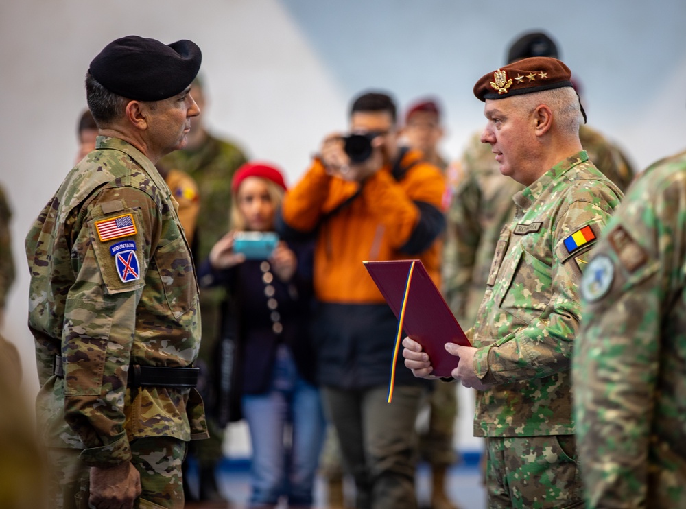 10th Mountain Division transfers authority to the 82nd Airborne Division at Mihail Kogalniceanu Air Base