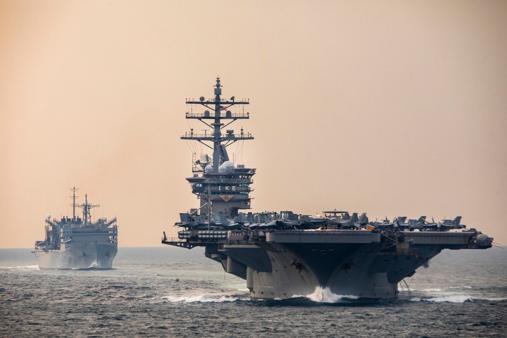 The Dwight D. Eisenhower Strike Group Two transit the Strait of Hormuz