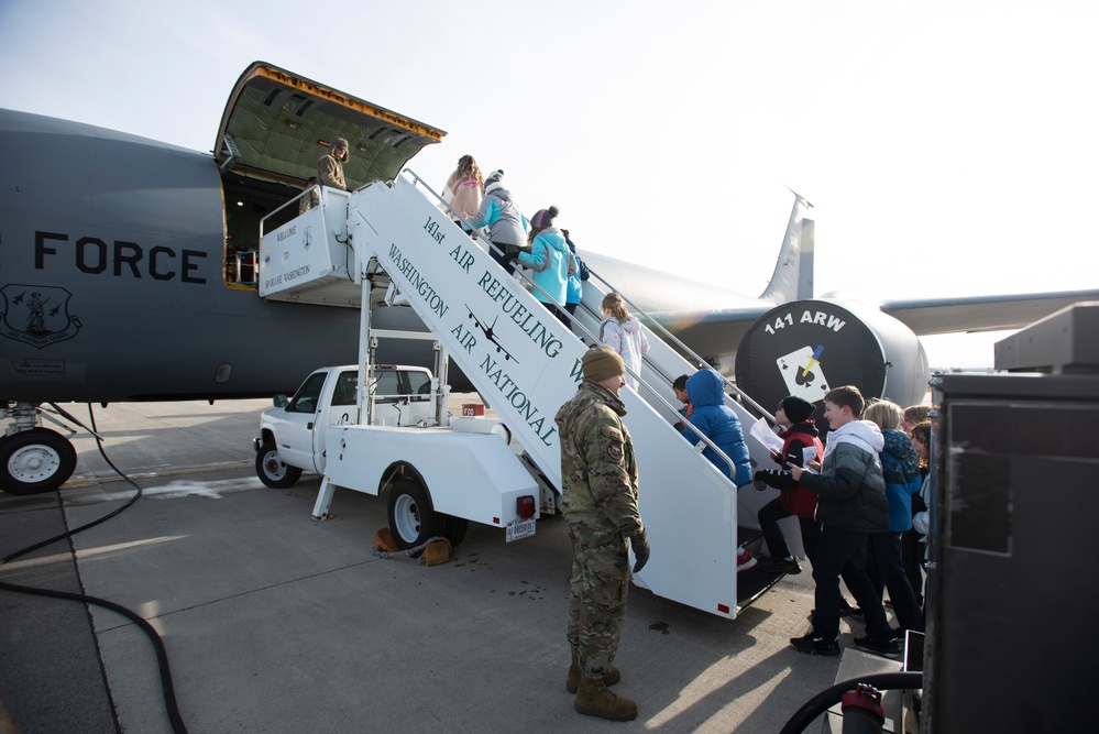 St. John Vianney first and fifth graders tour the 141st Air Refueling Wing