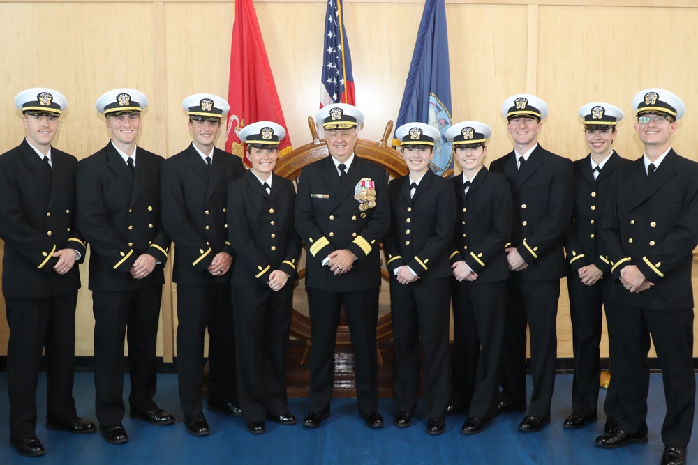 Rear Admiral Darin K. Via visits Officer Training Command Newport