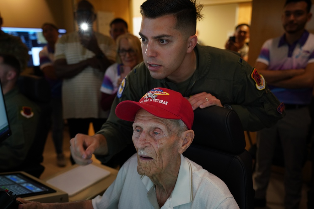 World War II veteran experiences modern cockpit