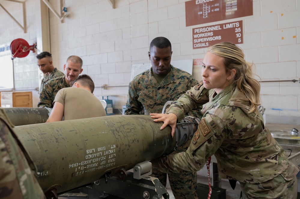 Dyess Airmen and Marines build GBUs