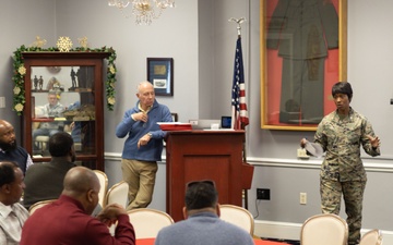 Marine Corps Combat Service Support Schools' civilian personnel collaborate during town hall