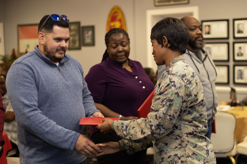 Marine Corps Combat Service Support Schools' civilian personnel collaborate during town hall